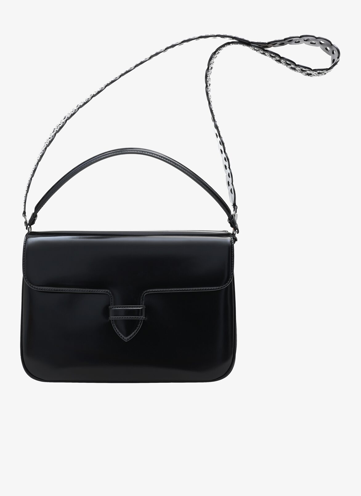 BETTINA MEDIUM LAQUE GOUTTE CLOU STRAP BLACK ALAÏA BLACK  BETTINA MEDIUM LAQUE GOUTTE CLOU STRAP BLACK